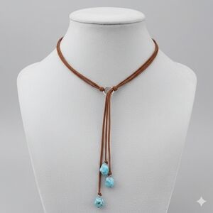 Boho Suede Western Turquoise Necklace